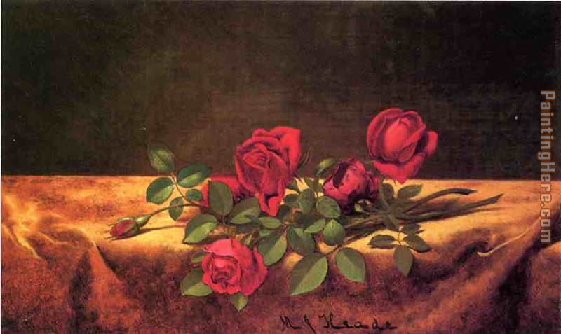 Roses Lying on Gold Velvet painting - Martin Johnson Heade Roses Lying on Gold Velvet art painting
